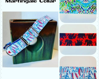 Martingale Dog Collar 1.5 inch, Lilly Pulitzer Inspired, Preppy Martingale Dog Collar, Dog Supplies, Dog Leash, Dog Collar