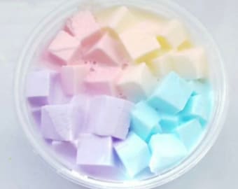 rainbow jelly cube slime, pastel slime, fluffy slime, crunchy slime, clicky slime, slime uk
