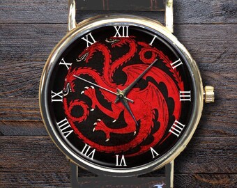 Personalised Game of Thrones Watch, Mother of Dragons House Sigil Custom Game of Thrones Gifts Custom Gift for Her Stark Lannister Targaryen