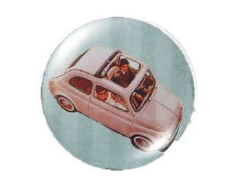 Set of 2 cabochon, blue and pink vintage glass 30mm round