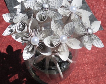 Pride and Prejudice book page origami flowers..bouquet..Jane Austen..anniversary..teacher..gift..Christmas..birthday..decoration.centerpiece