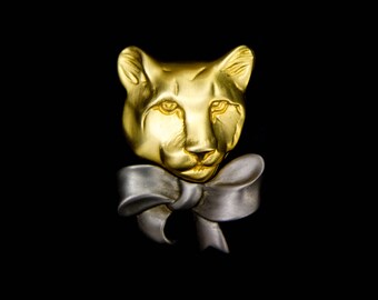KJL Kenneth Jay Lane Panther with Bow Brooch