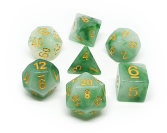 Jade Monk Dice - RPG polyhedral dice - 7 piece dice set D&D