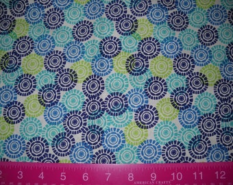 Destash- Cotton Remnant Of Blue And Green Medallion Print Fabric For Quilting Or Crafting