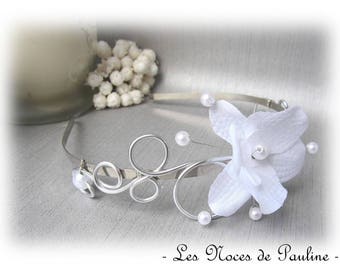 White Orchid 'Les Volutes' bridal headband