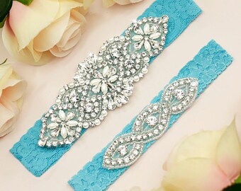 Bright Blue Wedding Garter, Blue Wedding Garter, Blue Garter Belt, Bright Blue Bridal Garter, Bridal Garter Set, Something Blue, Garter, 1