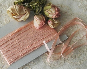 Vintage French Lettace Edge Ribbon in Peach - Ribbonwork, Sewing & Crafts - 100% Rayon
