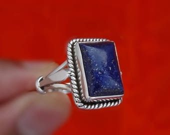 Lapis Lazuli ring, handmade ring, 92.5% sterling silver ring, silver lapis ring, 925 solid sterling silver ring, boho ring, women's ring