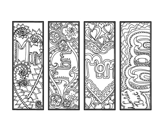 DIY Mother's Day Bookmarks Printable Coloring Page Adult