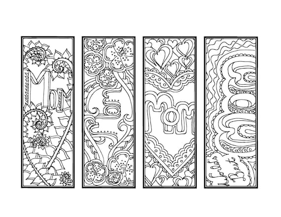 DIY Mother's Day Bookmarks Printable Coloring Page Adult