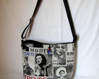 Large handbag "Pin-up" black and grey