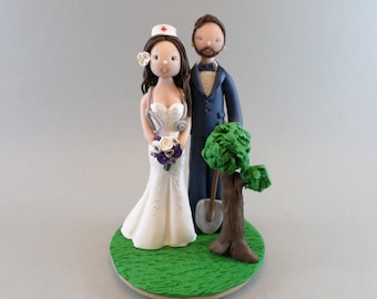 Cake Toppers - Nurse & Gardener Customized Wedding Cake Topper