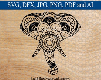 Elephant Head SVG, Elephant Mandala svg, Mandala, Svg Mandala, Mandala svg, Animal svg, Commercial Use SVG, Cut File, Svg Designs, SVG