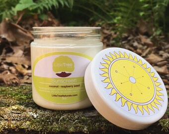 5oz Coconut Raspberry Seed Sunscreen- Organic. All Natural. Homemade. Vegan.