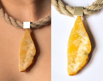 Baltic amber pendant, amber necklace, yellow, genuine Amberstone, sterling silver 925, for woman, with chain, amber Pendant