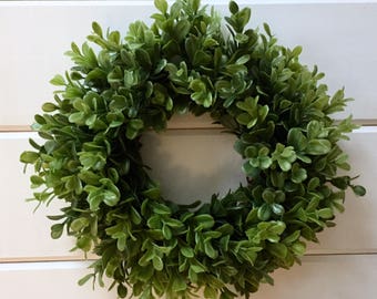 Farmhouse Faux Greenery Boxwood Wreath | Small Wreath | Fixer Upper Decor