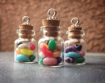 Happiness in a Jar: Tiny Jelly Beans in a Glass Jar Individual Stitch Marker for Knitters & Crocheters