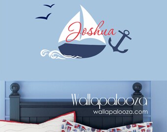 Sailboat Wall Decal - Nursery Wall Decal - Nautical Wall Decor - Sailing wall decal - Sailboat Wall Art - Wallapalooza Wall Decals