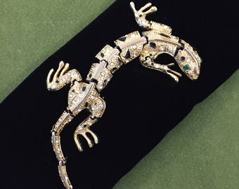 1980s Articulated Lizard Shoulder Brooch