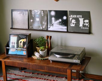 quad record ledge - display 4 records - current listening - vinyl display - now playing