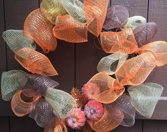 Thanksgiving Wreath, Fall Wreath, Pumpkin Wreath