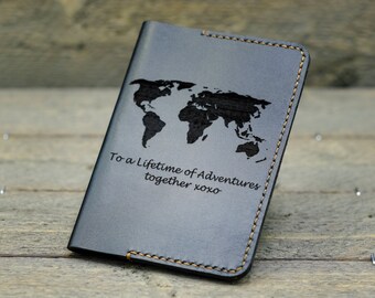 Personalized Passport Wallet / Leather Passport holder/ Gift for Mother/ Gift for traveler/ Anniversary Gift/ Gift Box Included -PC02