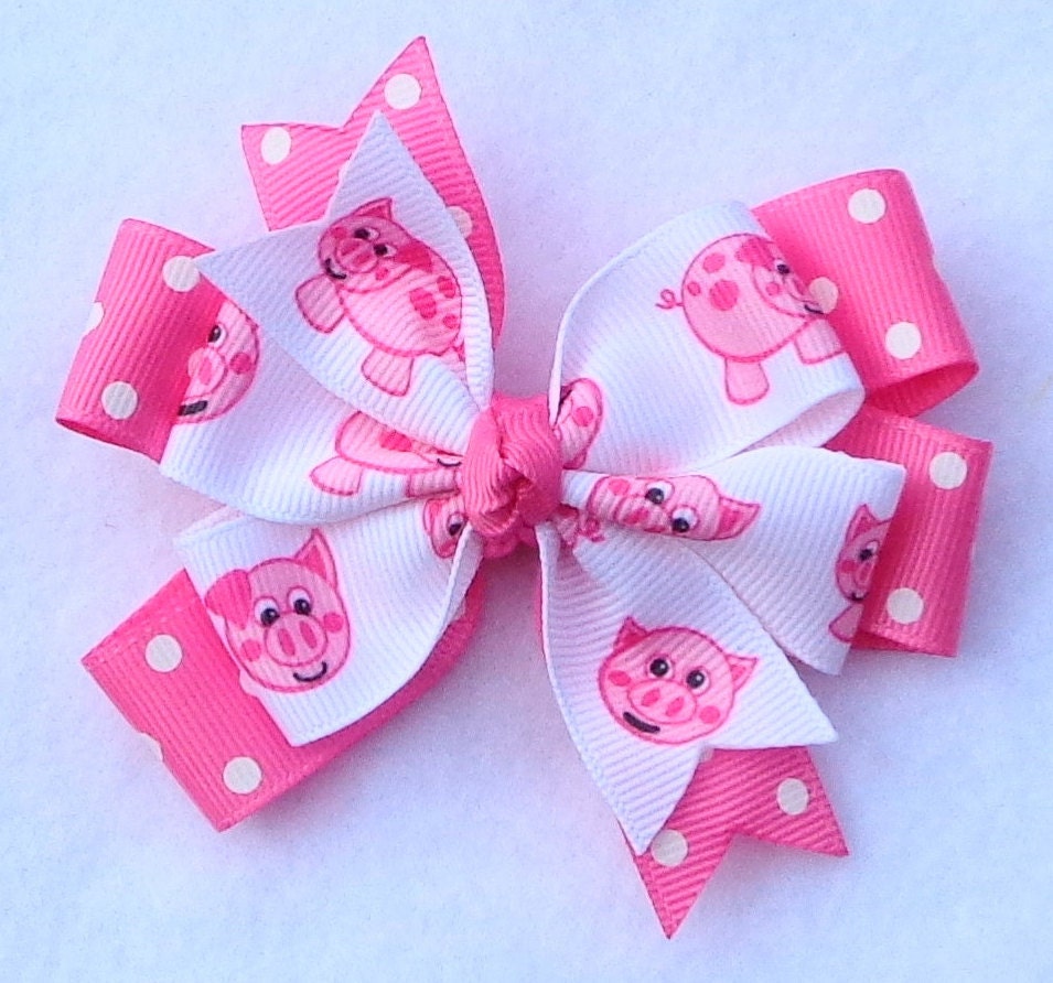 Piggy Hair BowHair Bows with PigsPig Boutique Hair Bow for