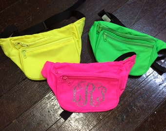 Monogrammed Neon Fanny Pack. Great for Sorority, Big/Little, Vacations, or Bachelorette Weekends!