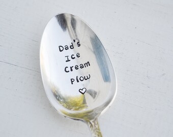Dad's Ice Cream Plow Spoon - Vintage Silver Plated Tablespoon - Great Father's Day Gift Idea Ice Cream Lover Engraved Spoon