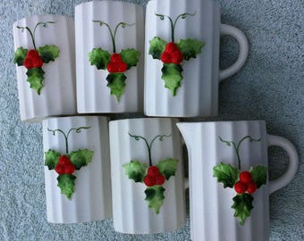 Holt-Hpward 1959 Christmas eggnog cups and pourer