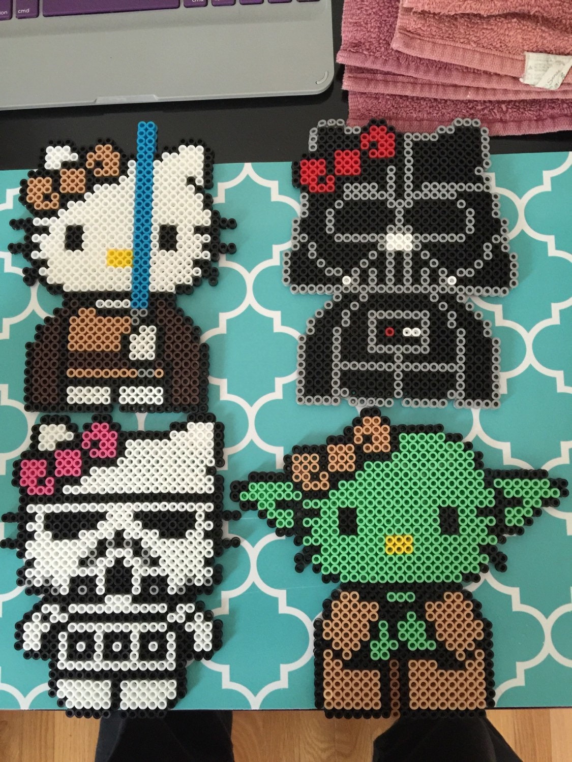 Perler Bead Hello Kitty Star Wars Coasters