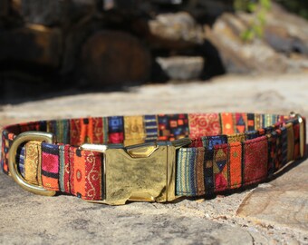 Bohemian Collar, Dog Collar, Female Dog Collar, Pet Collar, Gifts for Dog Lovers, Fabric Dog Collar, Small Dog Collar, Large Dog Collar
