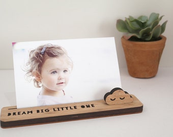 Photo Stand – Dream Big Little One - Photo Holder, Memory Holder, Quote Display, made from Bamboo