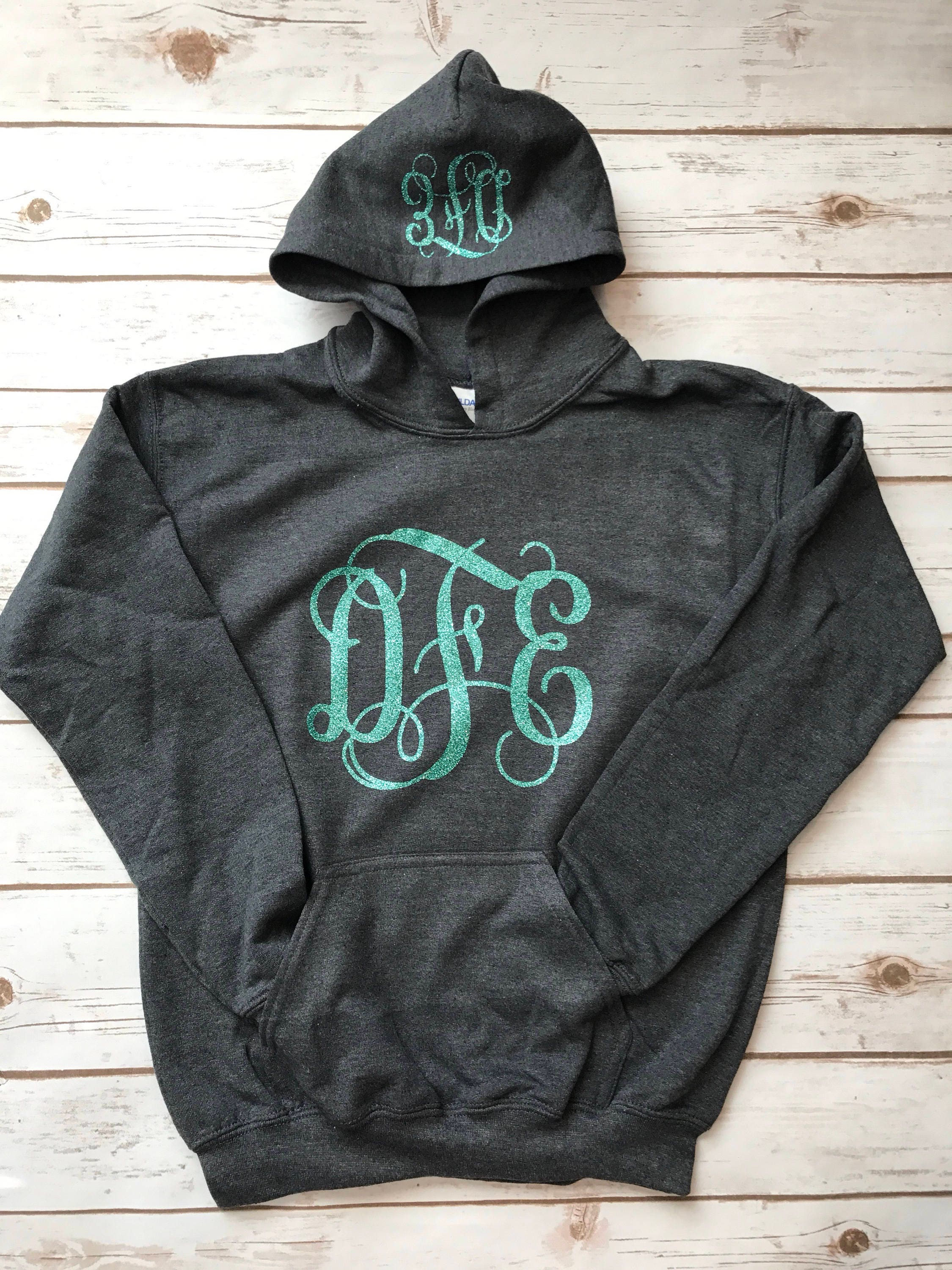 Glitter Monogrammed Hoodie monogram hoodie monogrammed