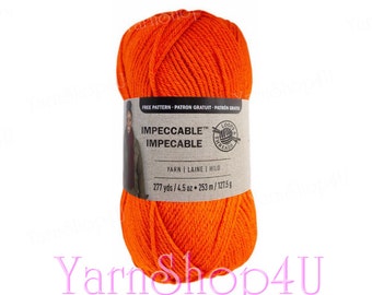 ORANGE CRUSH Impeccable Brights Yarn, Loops & Threads, Orange yarn, Bright Orange Impeccable Yarn, knitting yarn, Orange acrylic yarn <