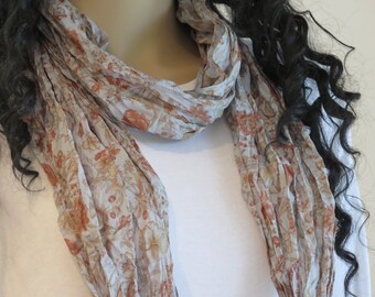 Silk Infinity Scarf, Silk Scarf, Flower Scarf, Neck scarf