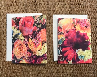 Flower/Rose Bouquet Folded Notecards w/ Envelopes/Blank Notecard Set of 10