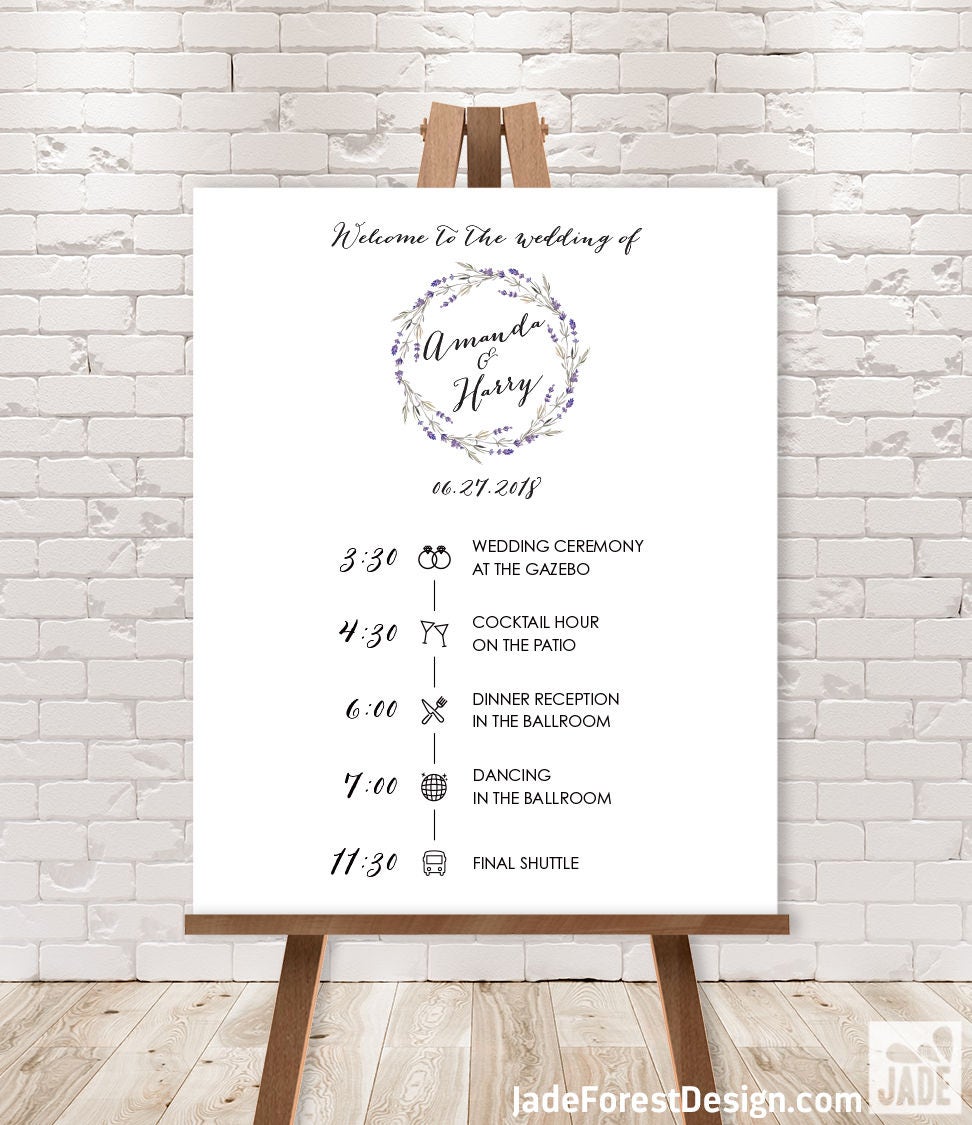 wedding timeline sign wedding itinerary agenda icons wedding ceremony agendas