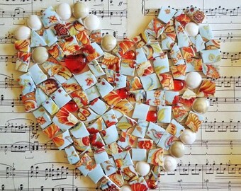 Make a Mosaic Heart-- Custom Mix-100+Tiles- For your next mosaic project
