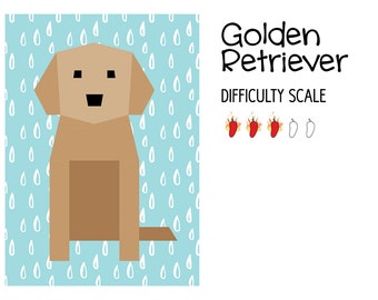 Golden Retriever paper pieced quilt pattern in PDF