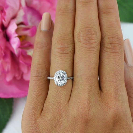 15 ctw classic oval halo engagement ring halo wedding ring man made diamond simulants half eternity ring promise ring sterling silver - Oval Wedding Ring 15 ctw classic oval halo engagement ring halo wedding ring man made diamond simulants half eternity ring promise ring sterling silver - Oval Wedding Ring