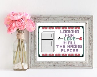 Cross Stitch Pattern Beginner Cross Stitch Pattern - Looking for Love Valentine's Day Cross Stitch Pattern Embroidery Pattern DIY