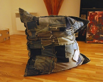 Pouf, bag, sitting, floor cushion (jeans)
