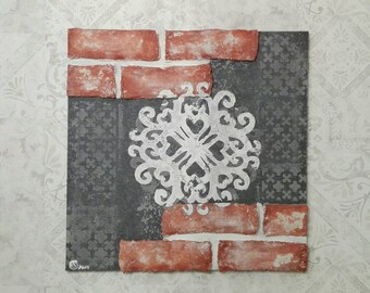 Picture, mural, antique brick look, shabby chic, vintage look
