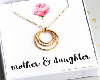 Mother Daughter Necklace, Mother's Day Gift Necklace, Mother and Two Daughters Necklace, Mom Gift, Mothers Necklace, To Mom from Daughter