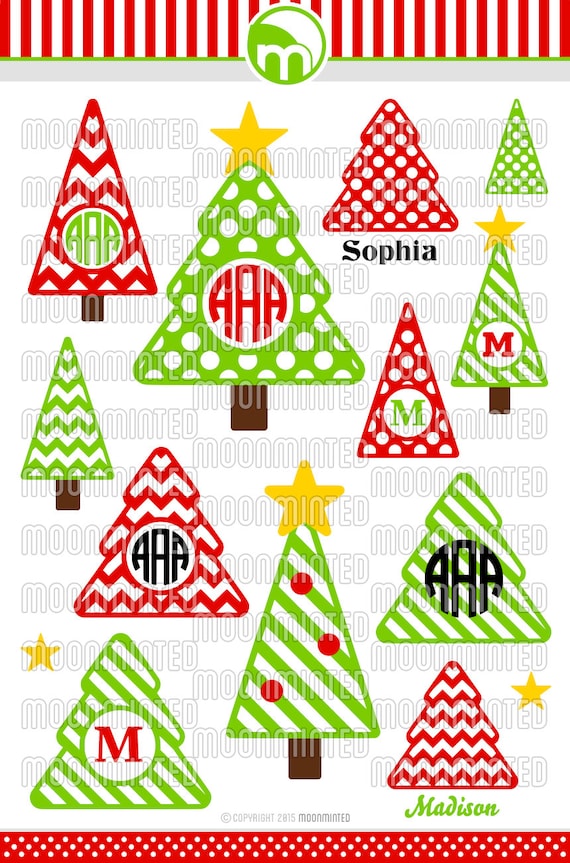 Download Christmas Tree SVG Cut Files Monogram Frames for Vinyl