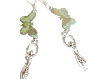 Verdigris Butterfly Goddess earrings