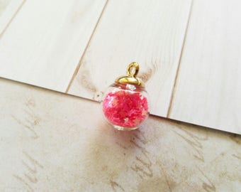 Glass Ball Charm Glass Ball Pendant Star Charm Glass Globe Pendant Crystal Ball Charm Pink Ball Charm Glass Charm Glass Pendant