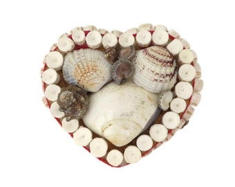 Vintage Shell Trinket Box, Heart Shaped Natural Shell Jewelry Box, Gift for Her