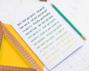 OMBRE GRAMMAR NOTEBOOK Green Colours Stationery for Grammar Geeks Police Teenager Colour Typography Graduation Back to School Teacher Gift